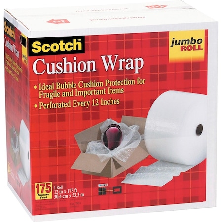 Scotch Cushion Wrap, Jumbo Roll, Perf, 3/16" Bubble, 12"x175', CL MMM7953
